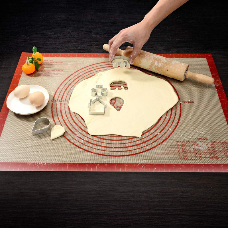 Non-slip Pastry Mat Extra Large with Measurements 28''By 20'' for Silicone Baking/ Counter Mat, Dough Rolling Mat,Oven Liner,Fondant/Pie Crust Mat By Folksy Super Kitchen Red 20×28 - BeesActive Australia