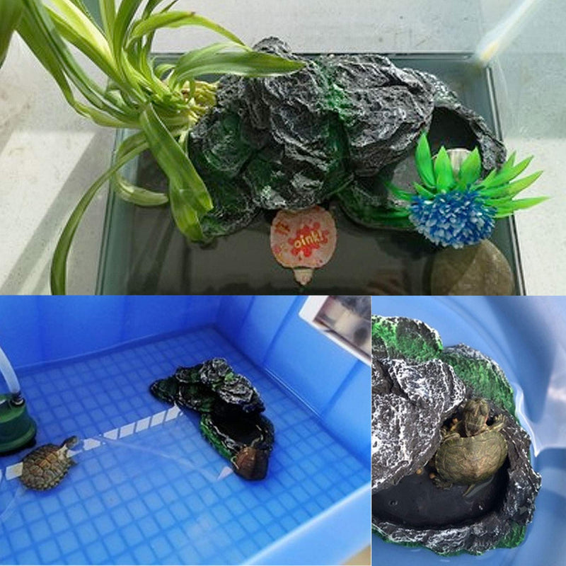 Basking Platform for Turtles, 7" Reptile Resting Terrace, Resin Turtle Ramp Climb Stone, Landscape Decorative Habitat for Reptiles, Fish, Amphibians - BeesActive Australia