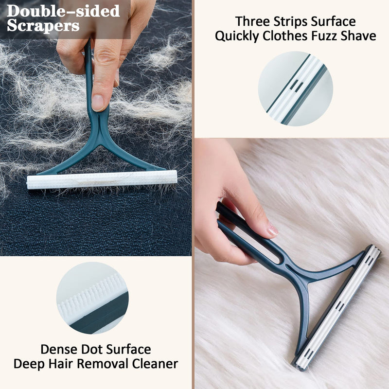 Mollypaws Pet Hair Remover for Couch, Carpet Scraper Fur Removal Tool for Furniture, Lint Cleaner Dog Hair, Reusable Cat Hair Removal Brush for Car Detailing (3 Pack) - BeesActive Australia