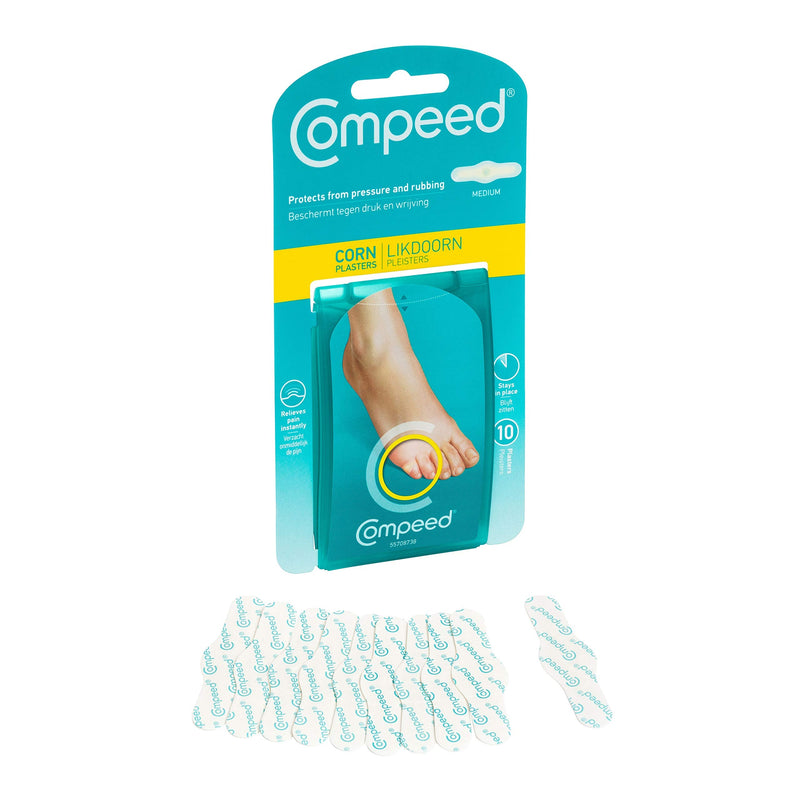 Compeed Corn Medium Size Plasters, 10 Hydrocolloid Plasters, Foot Care, Fast Natural Corn Removal, Dimensions: 1.7 cm x 6.0 cm - BeesActive Australia