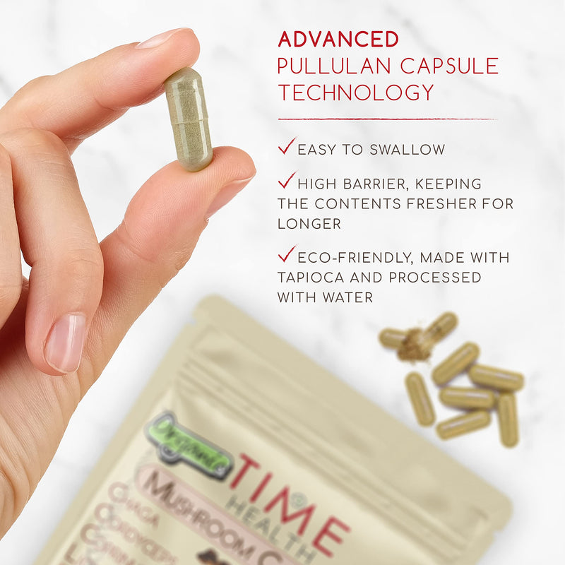 Mushroom Complex 8 | Organic | EU Grown | 616mg Capsules | Lions Mane, Cordyceps, Chaga, Shiitake, Reishi, Maitake, Coprinus & Oyster Betox93� | 40% Polysaccharides | UK Made 120 Count (Pack of 1) - BeesActive Australia