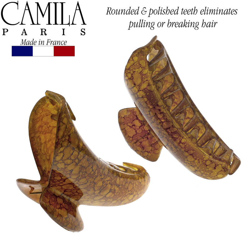 Camila Paris MP925 French Hair Clip for Women Thick Hair for Long Curly Wavy Hair, Girls Hair Claw Clips Jaw, Durable Styling Big Claw Clip for Thick Hair, Strong Hold No Slip Grip, Made in France Granite 4" - BeesActive Australia