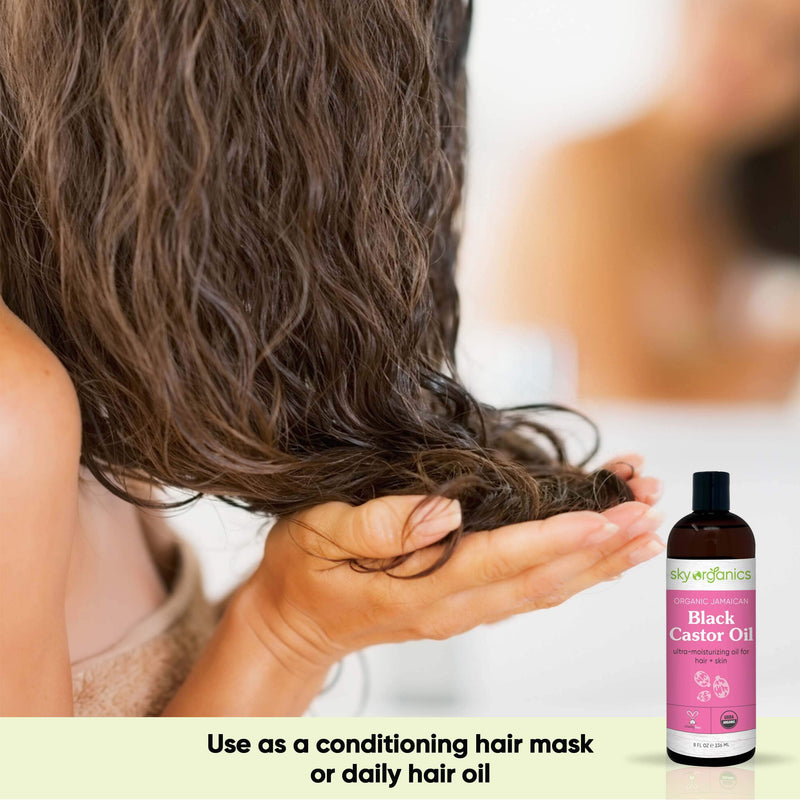 Organic Jamaican Black Castor Oil by Sky Organics (16 oz) USDA Organic 100% Pure Roasted Castor Oil Moisturizing Oil for Hair and Skin Oil Treatment Castor Oil Hair Mask Natural Skin Moisturizer - BeesActive Australia