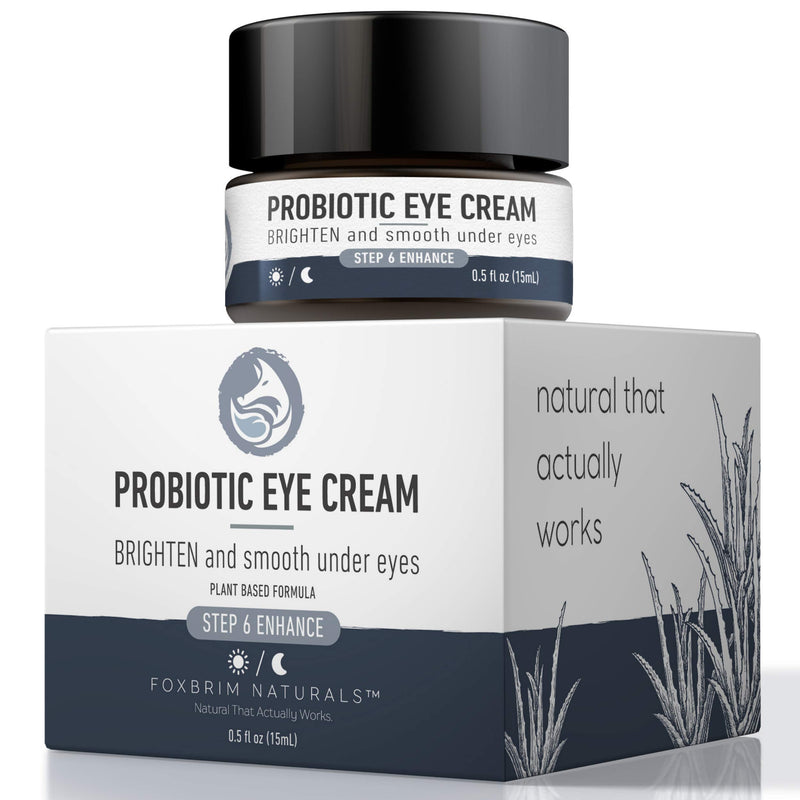 Foxbrim Naturals Brightening Probiotic Eye Cream -Under Eye Moisturizer-For Dark Circles, Puffiness and Fine Lines - Anti Aging With Green Tea, Kojic Acid, Licorice Root, Pomegranate Extract - 0.5oz - BeesActive Australia