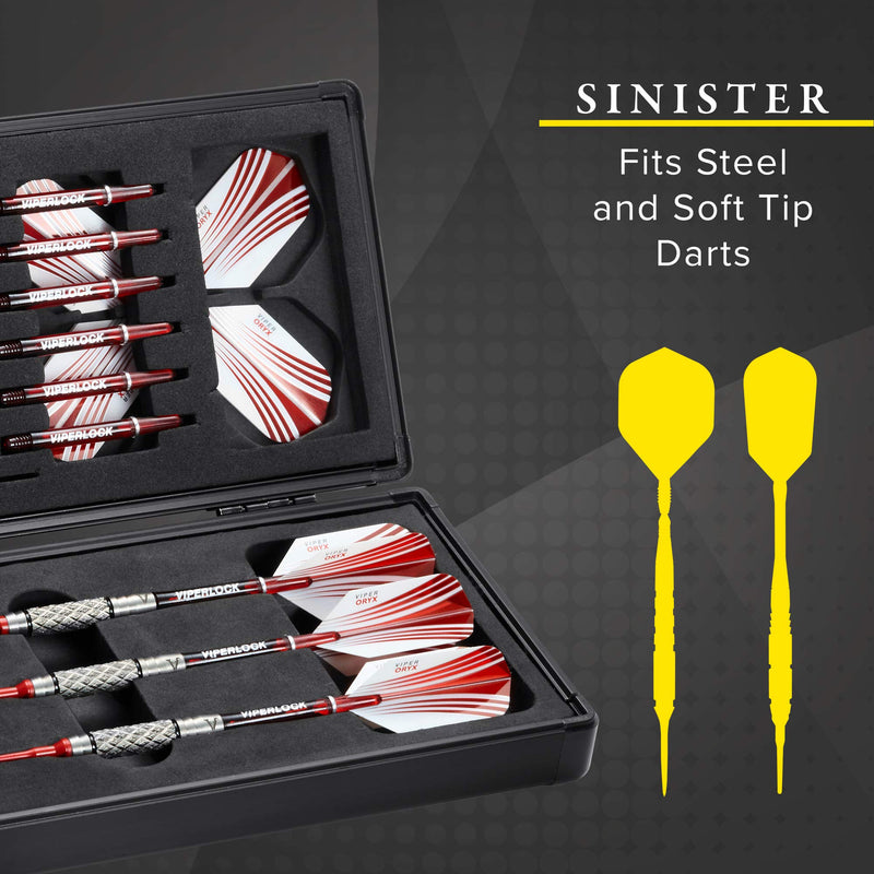 [AUSTRALIA] - Casemaster Sinister Magnetic Aluminum Dart Case with Precision Cut Space to Hold 3 Steel Tip or Soft Tip Darts and Extra Flights, Shafts and Tips, Magnetic Latch Keeps Case Closed Tight 