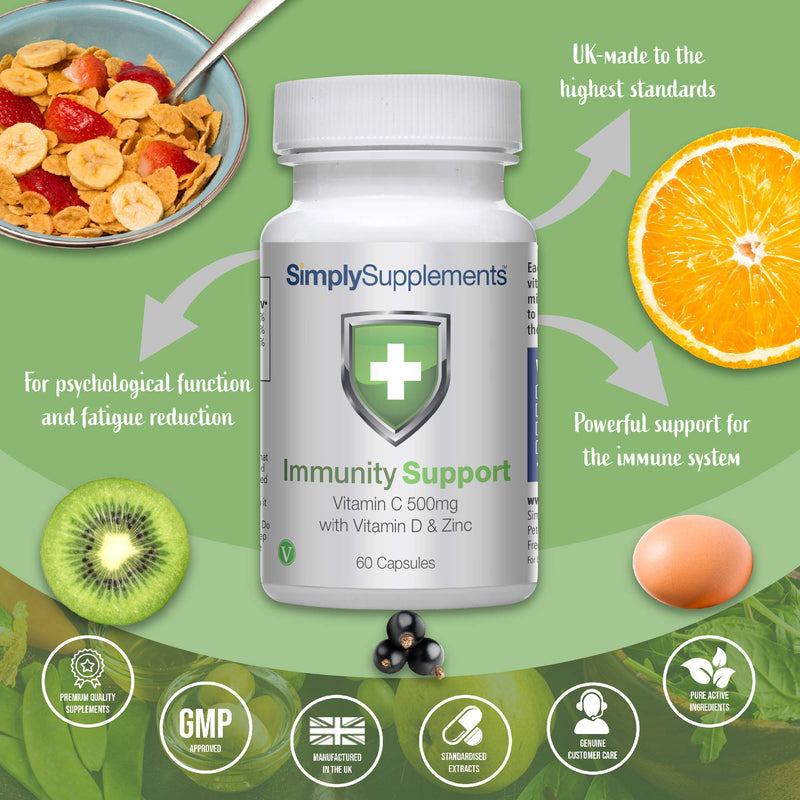 Vitamin C, D and Zinc Capsules for Immunity Support | One-a-Day Caps | Vegan Friendly & Gluten Free | UK Manufactured (60) 60 - BeesActive Australia