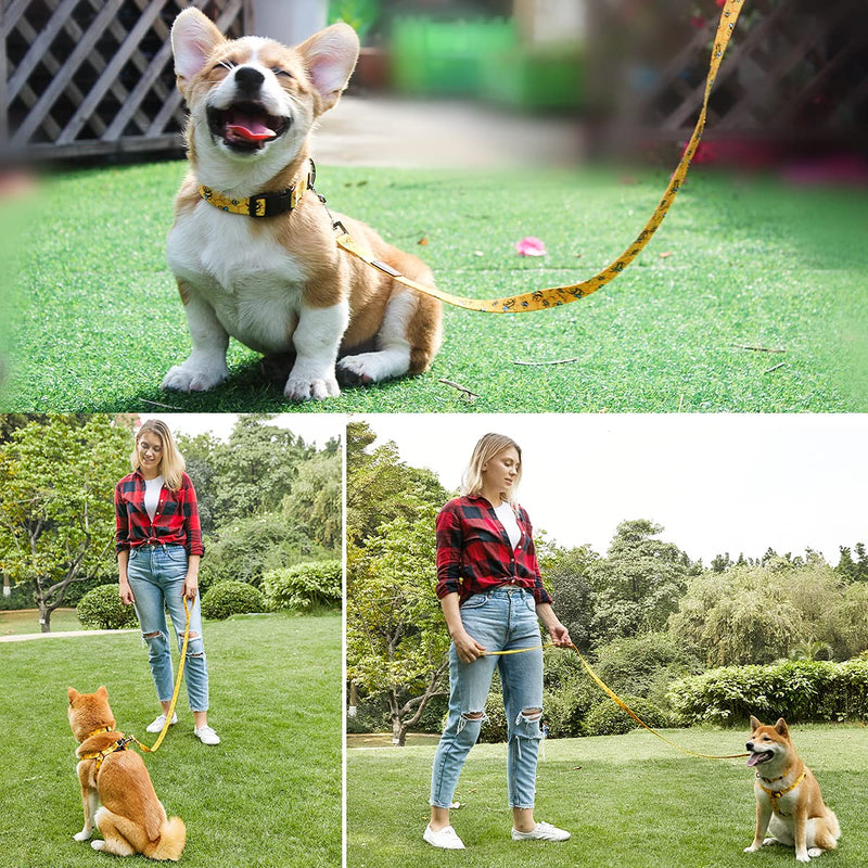 QQPETS Dog Harness Collar Leash - No Pull Pet Adjustable Back Clip Halter Basic Collar Heavy Duty 5FT Anti-Twist Leash for Extra Small Puppy Medium Large Breed Training Easy Walk Running Yellow Bee S - BeesActive Australia