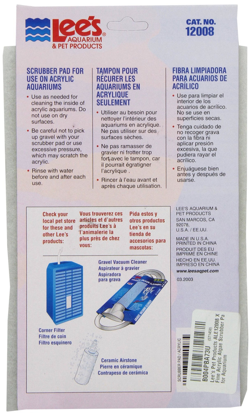 Lee's Pet Products ALE12008 Xl Fine Acrylic Algae Scrubber Pad for Aquarium - BeesActive Australia
