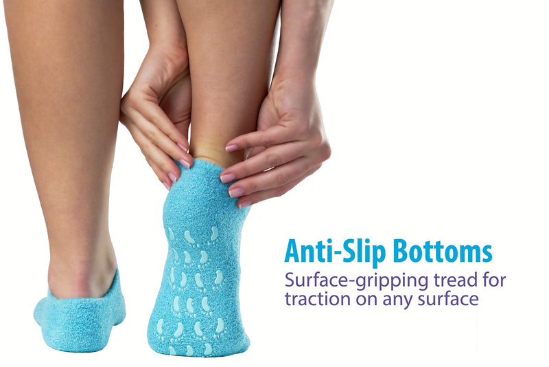 NatraCure Moisturizing Gel Socks - (Helps Dry Feet, Cracked Heels, Dry Heels, Rough Calluses, Cuticles, Dead Skin, Use with your Favorite Lotions, Creams or Spa Pedicure) - Color: Aqua - BeesActive Australia