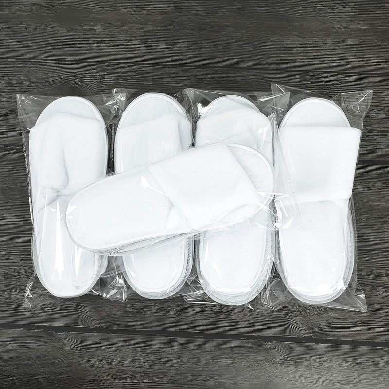 5 Pairs Disposable Slippers, Velvet Open Toe Spa Slippers for Women and Men, Non-Slip Slippers for Hotel, Guests, Travel 11-12 Wide Women/10-11 Wide Men White - BeesActive Australia