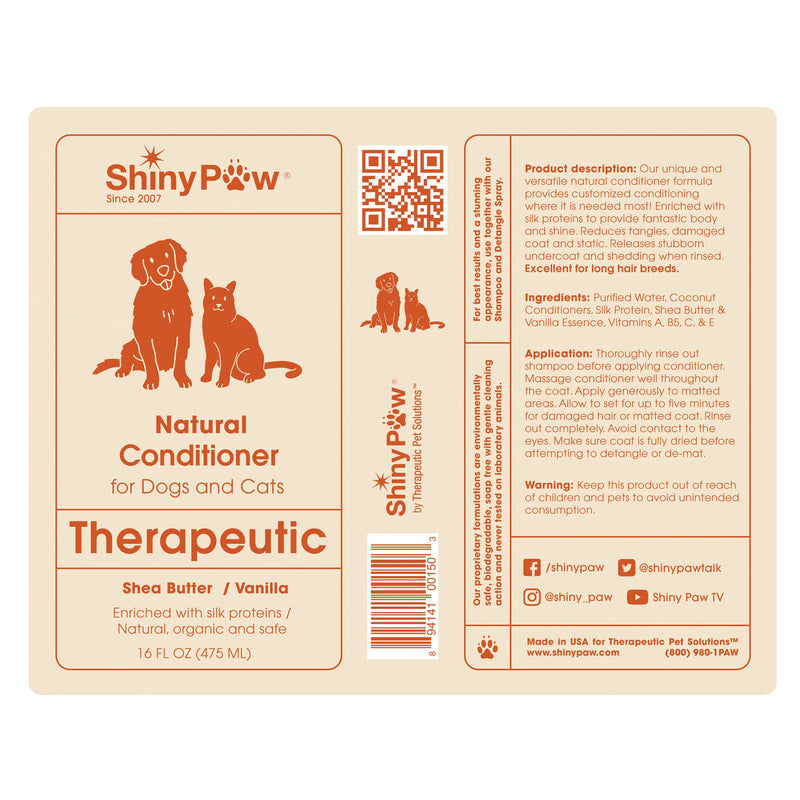 Dog Conditioner - Shea Butter & Vanilla Conditioner for Dogs - All Natural Dog Moisturizer for Dry Skin Made in The USA by ShinyPaw - BeesActive Australia