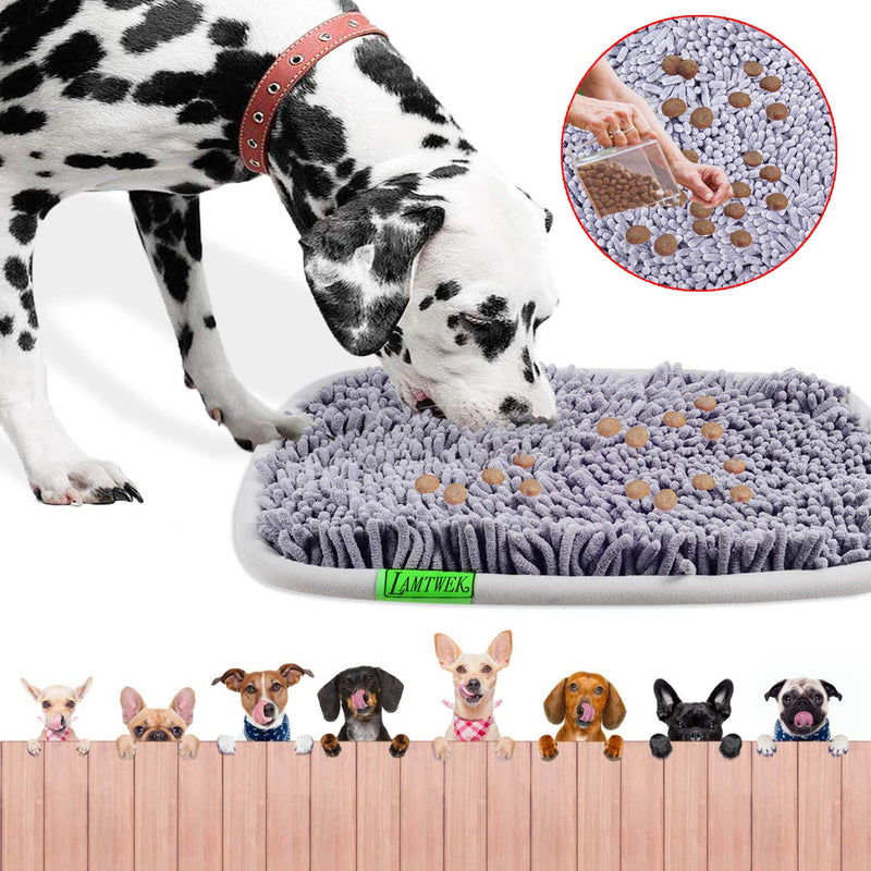 LAMTWEK Snuffle Mat for Dogs, 17" x 21" Dog Snuffle Mat Interactive Feed Game for Boredom, Encourages Natural Foraging Skills and Stress Relief, Easy to Fill Machine Washable Grey - BeesActive Australia