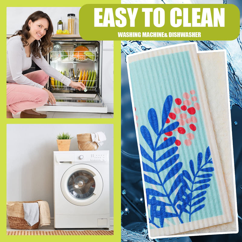 9 Pcs Swedish Kitchen Dishcloths Absorbent Swedish Dish Towels Blossoms Flower Soft Reusable Kitchen Towels Cleaning Sponge Cloth Quick Drying Kitchen Dish Rags (Floral) Colorful Floral - BeesActive Australia