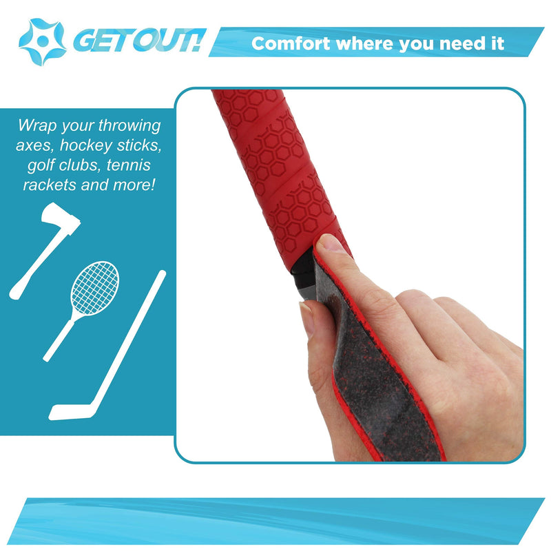 Get Out! Baseball Bat Grip Tape - 43in Sport Grip Wrap Tape Cushioned Bat Skin Adhesive Handle Wrap Grip Tape Red - BeesActive Australia