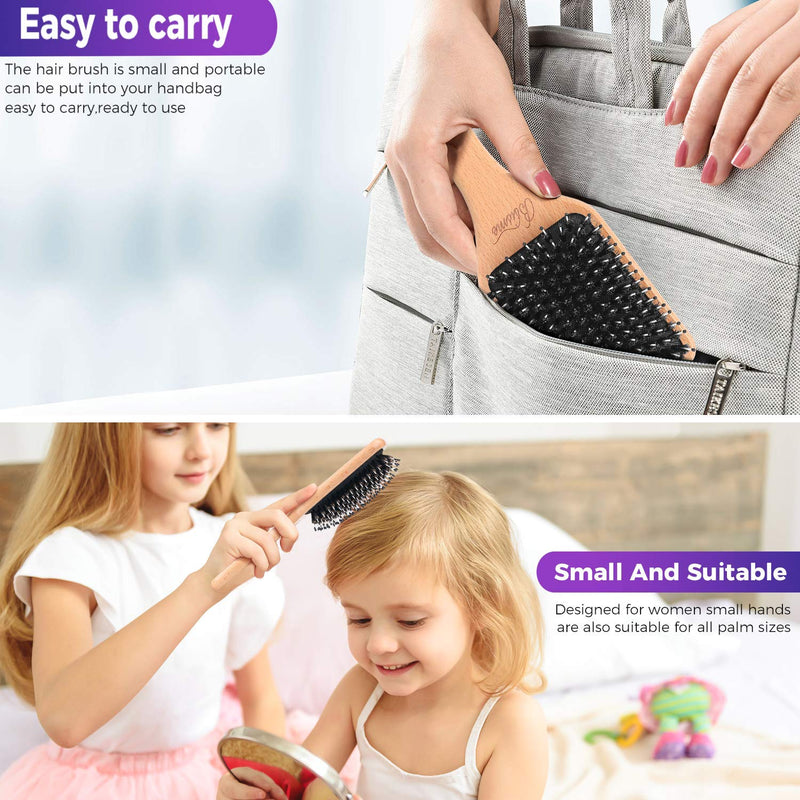 Hair Brush, Boar Bristles Detangling Brushes for Curly Straight Long Short Fine Hair, Hairbrushes for Women Men Kids (medium) medium - BeesActive Australia