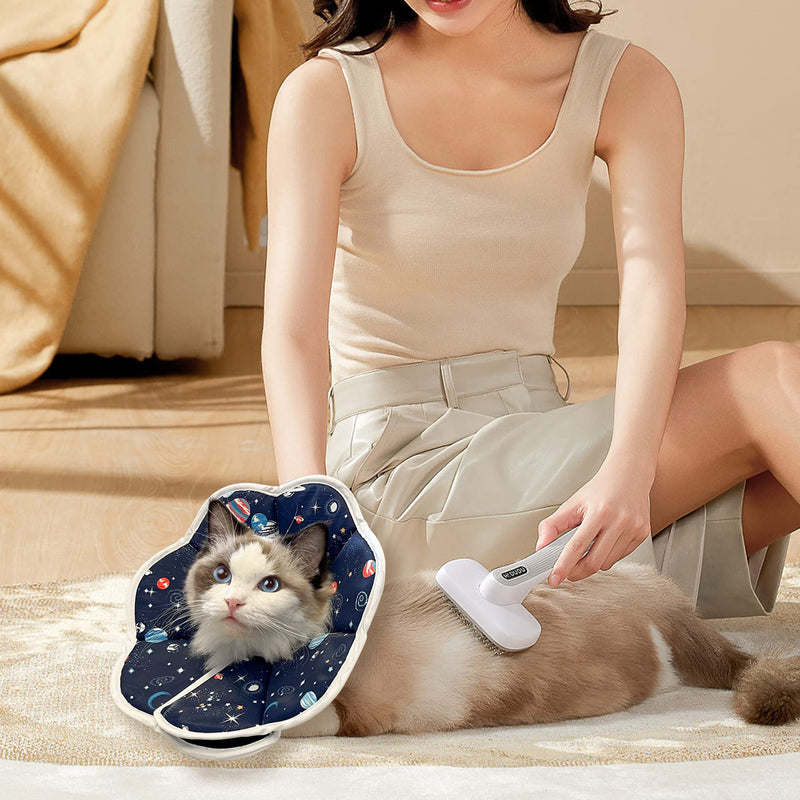 ComSaf Soft Cat Recovery Collar, Protective Adjustable Pet Cone Collar for After Surgery, Comfortable Lightweight Elizabethan Collar for Cat Kitten Prevent from Licking Wounds, Not Block Vision S (Neck:7-9 in) - BeesActive Australia