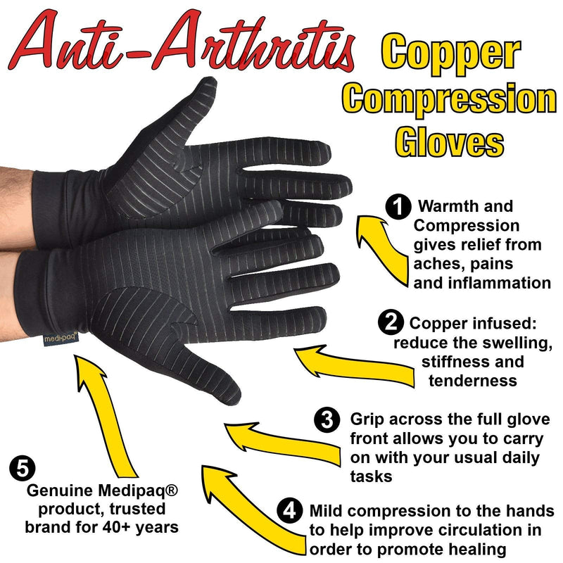 Medipaq® Anti Arthritis Copper Compression Therapy Gloves with Grip M (Pack of 1) - BeesActive Australia