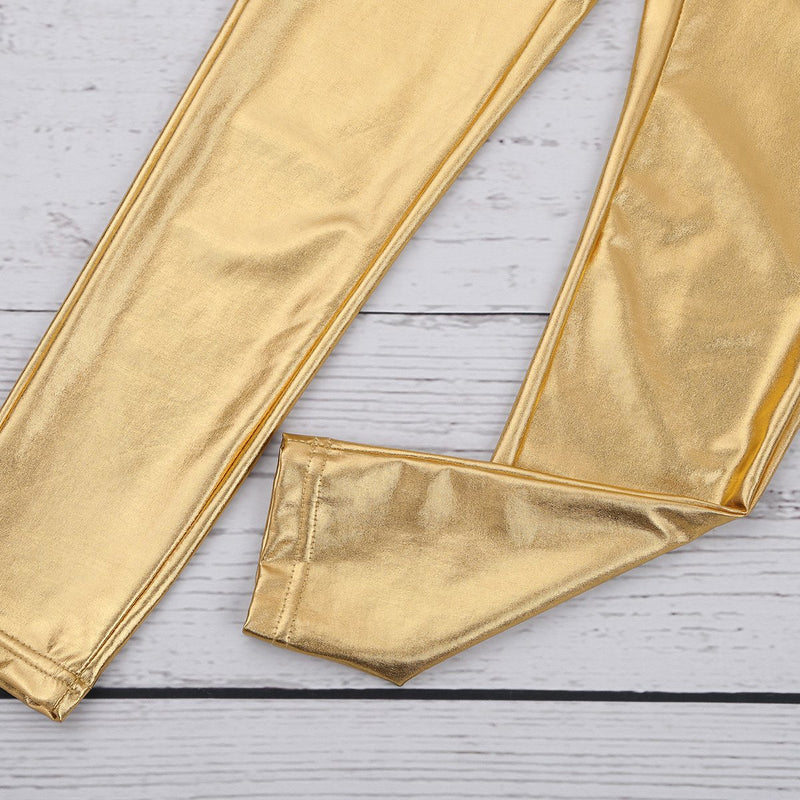 [AUSTRALIA] - FEESHOW Girls Shiny Mettalic Gymnasitc Leotard Unitard Sleeveless Jumpsuit Ballet Dance wear Costumes Gold 8-10 