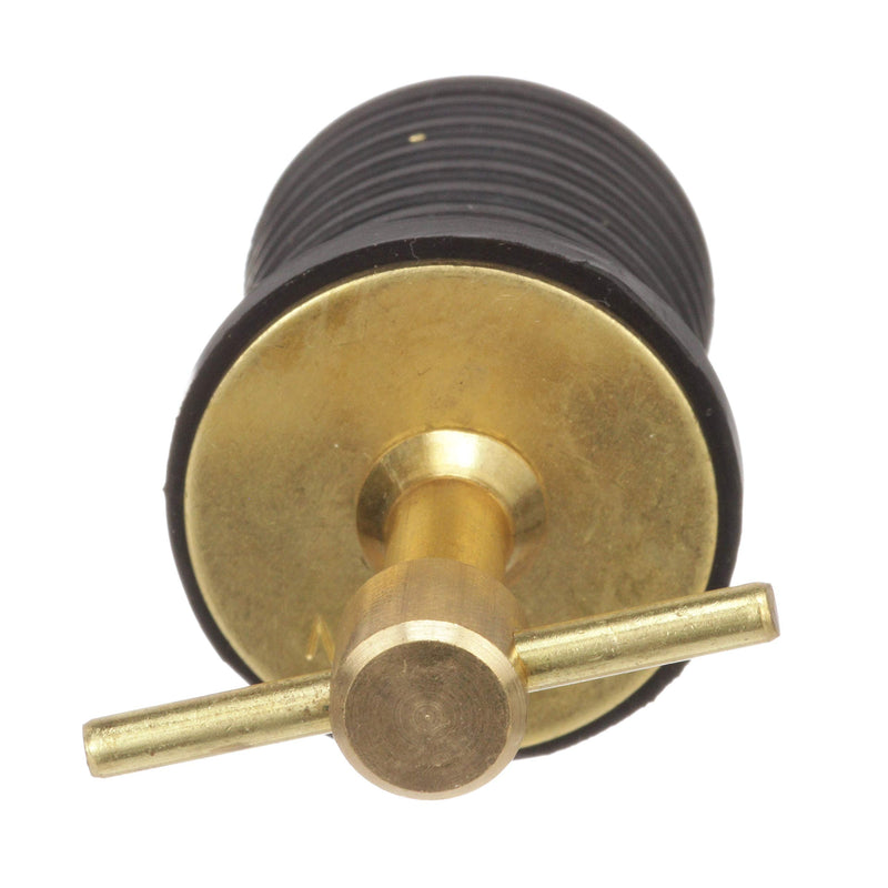 Attwood 7526A7 T-Handle Drain Plug, For 1-Inch-Diameter Drains, Locks in Place, Brass Handle, Rubber Plug - BeesActive Australia