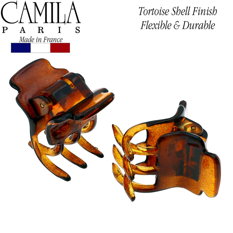 Camila Paris CP69/2 French Hair Clip for Women, Small, Girls Hair Claw Clips Jaw Fashion Durable and Styling Hair Accessories for Women, Strong Hold No Slip Grip, Made in France 1" Tortoise Shell - BeesActive Australia