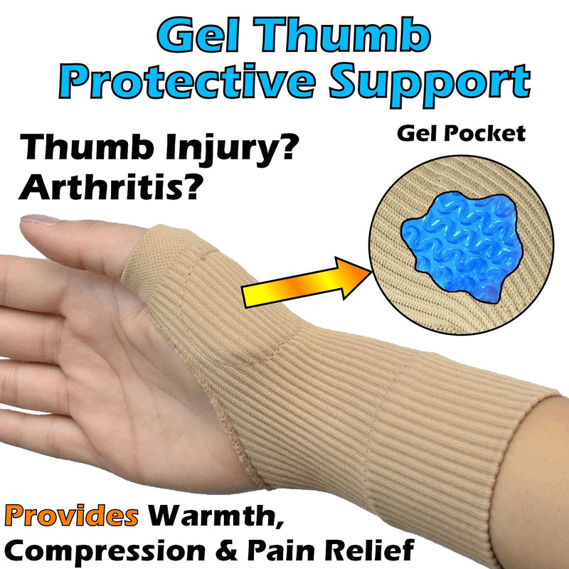 Medipaq® Gel Thumb Protect Support Brace - 2-Pack Medium Thumb Support for Arthritis - Thumb and Wrist Supports for Arthritis - Left & Right Hand Wrist & Thumb Support - Hand Support for Arthritis M (Pack of 2) - BeesActive Australia