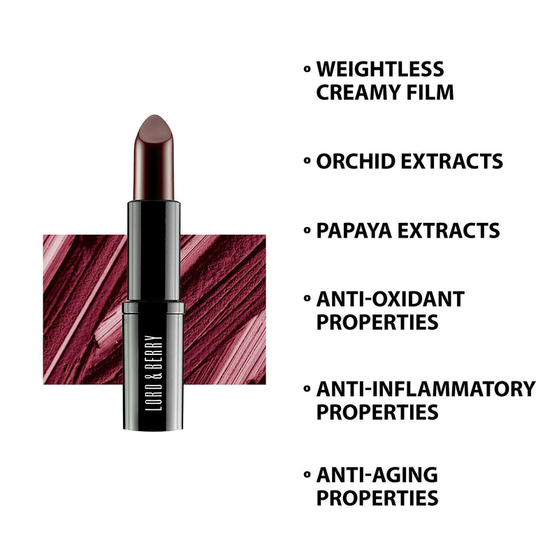 Lord & Berry VOGUE Lipstick Semi Matte Finish With High Color Pigment Paraben-free Enriched With Papaya Extract Black Red - BeesActive Australia