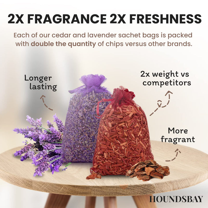 5 Cedar and 5Lavender Sachet Bags, Fully Stuffed Scented Sachets with Hanger Hooks, Perfect for Closets, Drawers, Cars, Gym Bags, or Anyplace That Needs to Smell Better 5 Cedar & 5 Lavender Sachets - BeesActive Australia