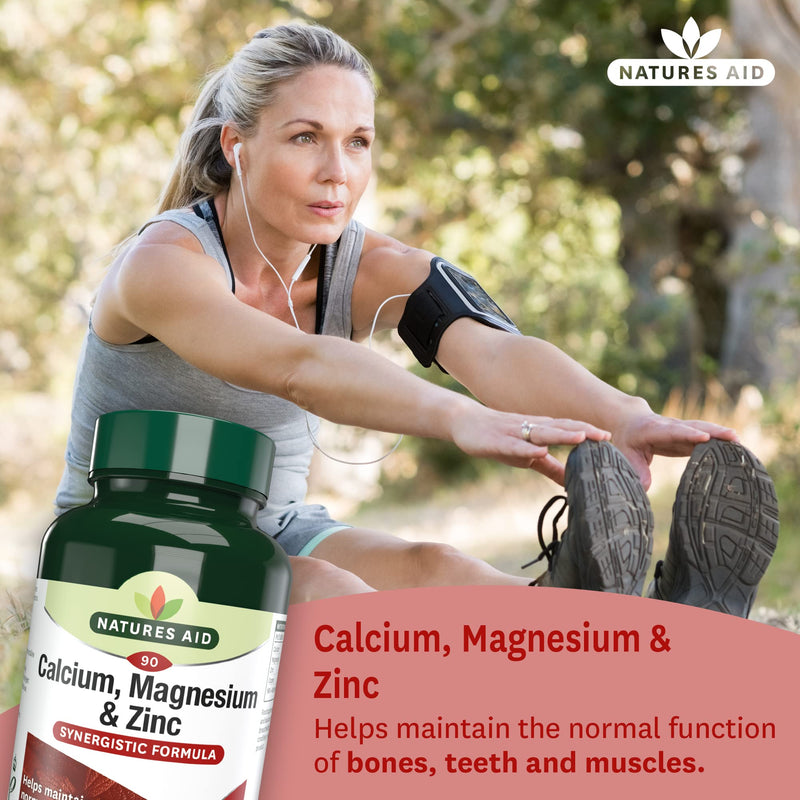 Natures Aid Calcium, Magnesium and Zinc, Maintain Normal Bones, Teeth and Muscle Function, Vegan, 90 Tablets Calcium, Magnesium and Zinc, 90 Tablets - BeesActive Australia