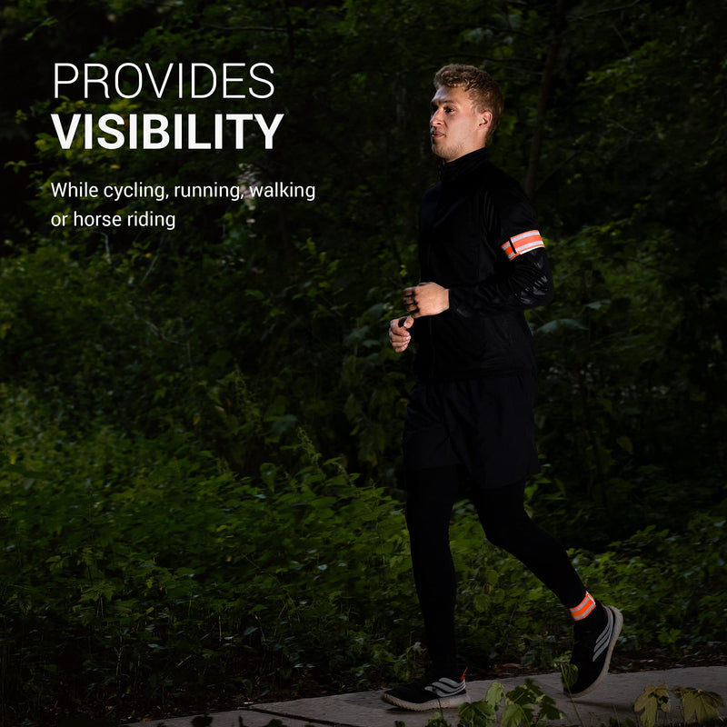 kwmobile 6X Reflective Armbands - High Visibility Outdoor Reflective Bands for Jogging Cycling Walking - Reflector Strap for Arm Leg Ankle Wrist Orange - BeesActive Australia