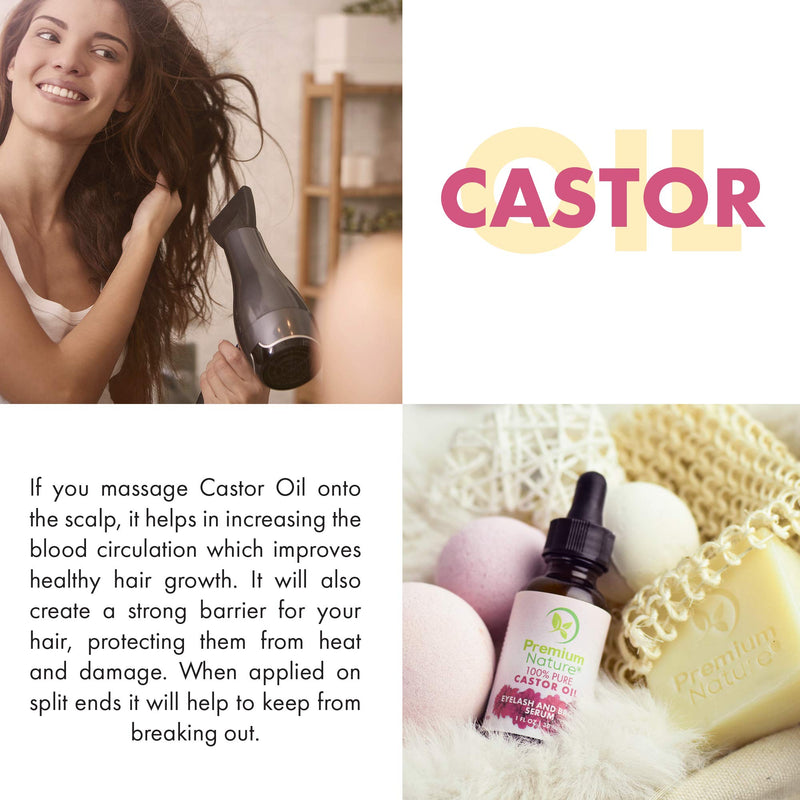 Castor Oil Eyelash Growth Serum - 100% Pure Cold Pressed Castor Oil for Eyebrow, Eyelashes, Hair & Skin, Hexane-Free Lash Boost Serum Moisturizer, Mascara & Eyebrow Brush Kit Included Premium Nature 30 ml - BeesActive Australia