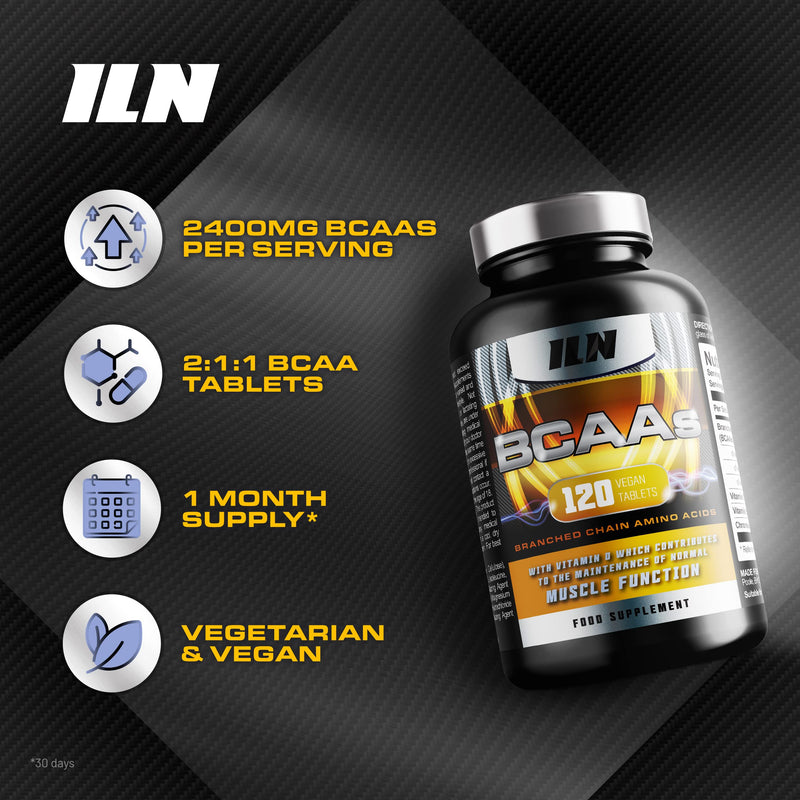 BCAA Tablet - BCAAs (120 Tablets) - 2400mg BCAAs per Serving - BCAA Amino Acids with Vitamin D for Normal Muscle Function - Suitable for Vegans & Vegetarians 120 Count (Pack of 1) - BeesActive Australia