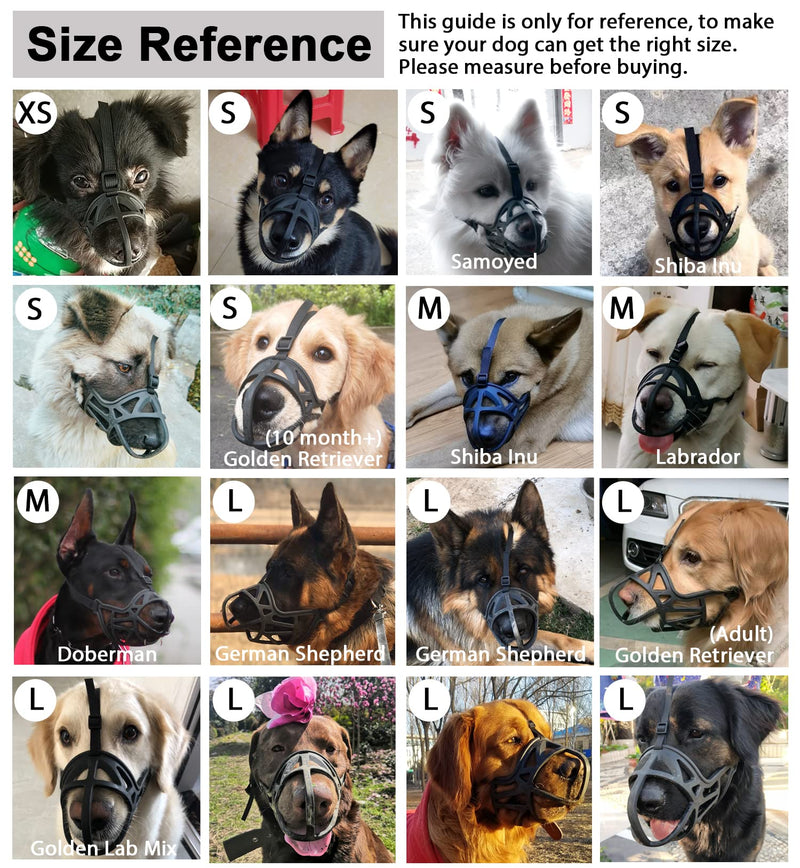 Dog Muzzle, Breathable Basket Muzzle to Prevent Barking, Biting and Chewing, Humane Muzzle for Small, Medium, Large and X-Large Dogs L Black - BeesActive Australia