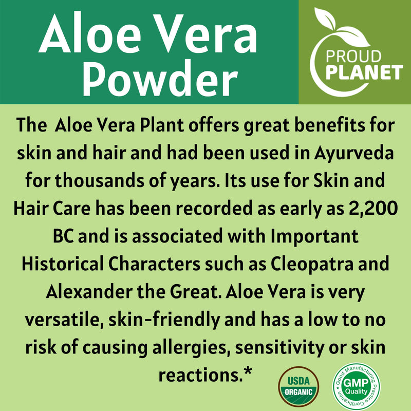Organic Aloe Vera Powder for Hair & Face | Aloe Barbadensis | AloeVera Extract USDA Certified by Proud Planet (8 Ounce) 8 Ounce (Pack of 1) - BeesActive Australia