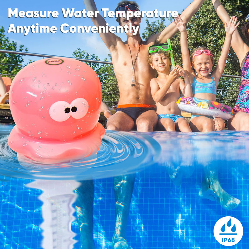 Floating Pool Thermometer w/LED Light - Solar Auto Light-Up Octopus Water Temperature Easy Read Thermometer - for Indoor & Outdoor Swimming Pools, Spa, Hot Tub, Aquarium, Fish Pond - BeesActive Australia