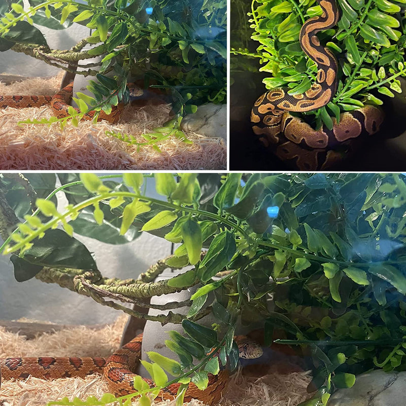 MUYG Reptile Terrarium Plants Decoration,Bearded Dragons Habitat Bendable Hanging Jungle Vines Decor Lizard Tank Artificial Leaves Plant Accessories for Lizards Snake Geckos Chameleon - BeesActive Australia
