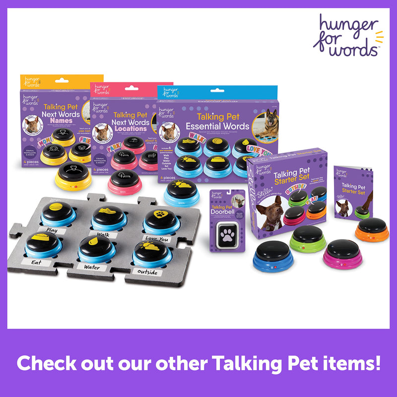 Hunger For Words Talking Pet Essential Words - 6 Piece Set Pre-Recorded Speech Buttons for Dogs, Dog Buttons for Communication - BeesActive Australia