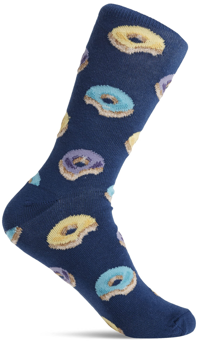 Hot Sox Boys' Big Food Novelty Casual Crew Socks, Donut (Dark Blue), 13-3 (M/L) - BeesActive Australia