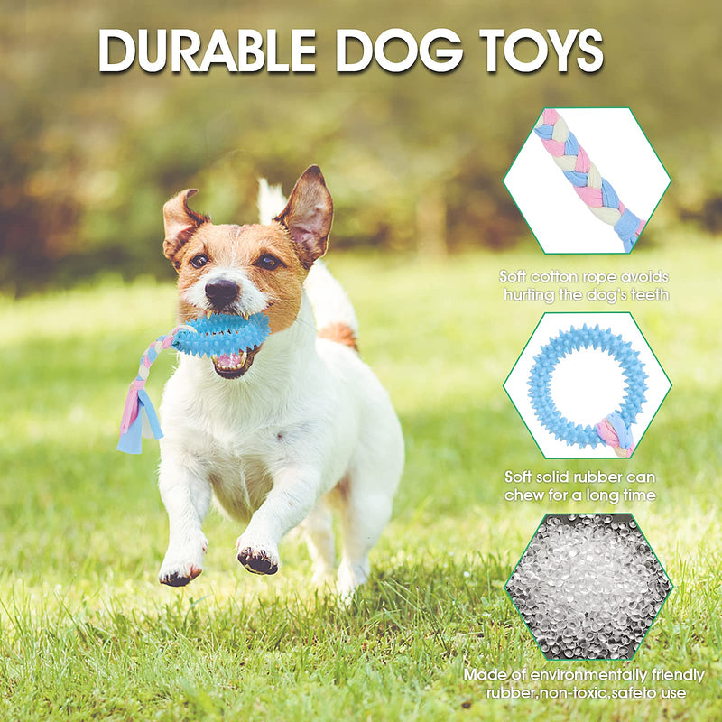 Cobee Puppy Teething Chew Toys, 4 Pcs Puppy Toys with Interactive Cotton Ropes for Teething Small Dogs, Rubber Puppy Chew Toys Cute Small Dog Toys for Dogs Oral Teeth Soothe Itching Puppy Chew Toys - BeesActive Australia