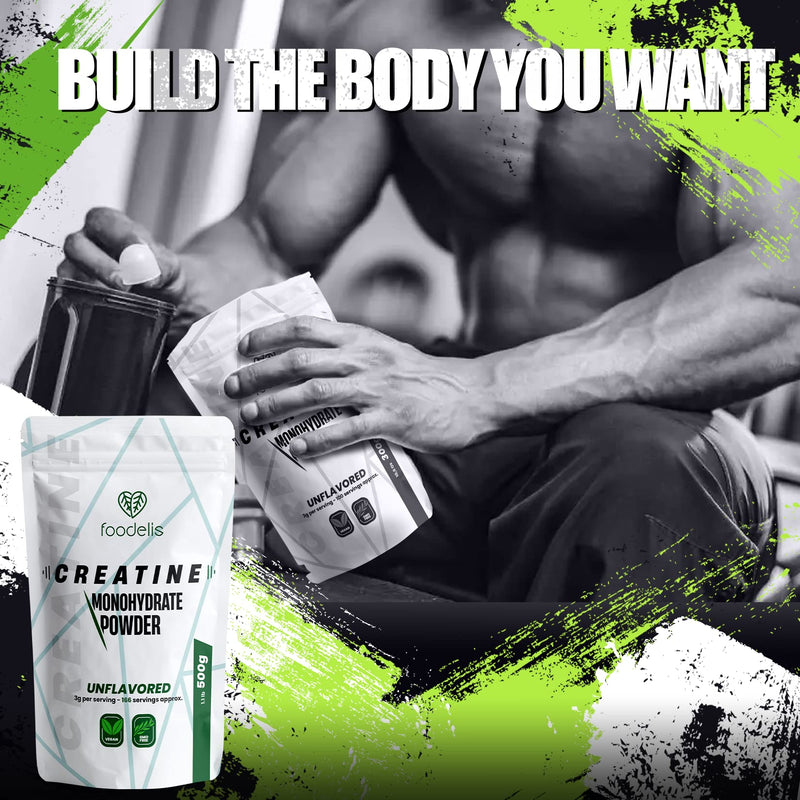 Creatine Monohydrate Powder After or Pre Workout 500 Grams 166 Servings Gym Supplement for Men & Women Vegan Gluten Free Tasteless Increase Physical Performance and Muscle Strength Scoop Included 500G - BeesActive Australia