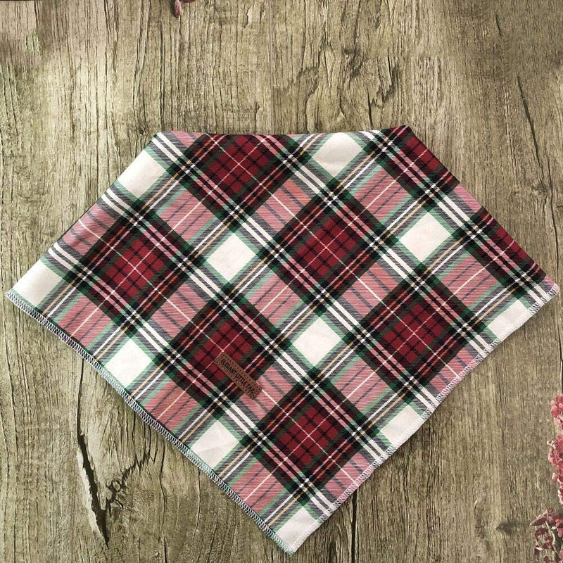 Elegant little tail 1PCS Pet Dog Bandana Washable Reversible Cotton Bibs Scarf, Adjustable Square Dog Kerchief for Small to Large Dogs and Cats Large (1 Count) Red Plaid - BeesActive Australia