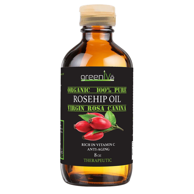 GreenIVe Rosehip Oil Rosa Canina 100% Pure Cold Pressed Virgin Oil Exclusively on Amazon (8 Fl Oz) 8 Fl Oz - BeesActive Australia