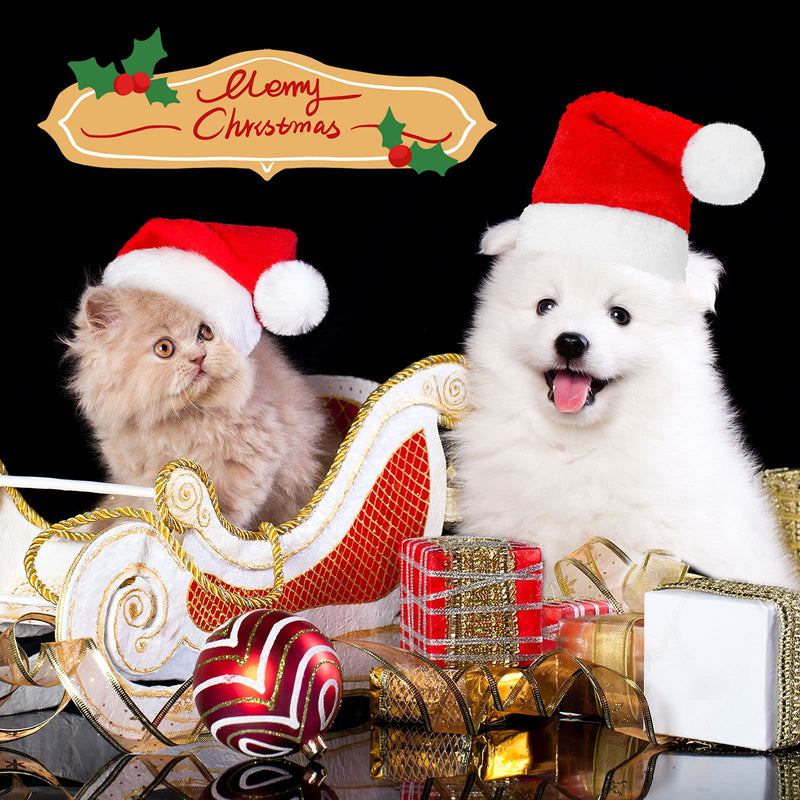 12 Pieces Dog Santa Hat PET Christmas Hat Soft Plush Cat Hat Pet Costumes for Small Dog Cat Puppy Christmas Supplies - BeesActive Australia