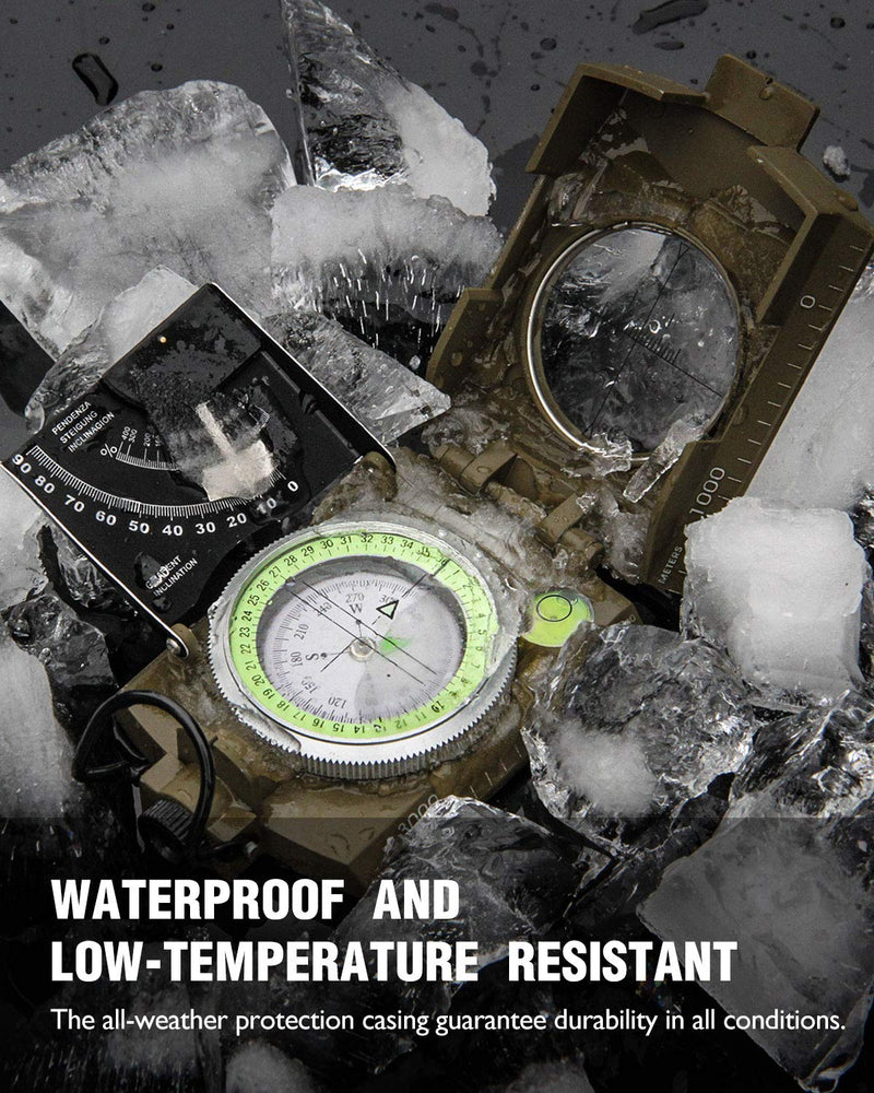 Eyeskey Multifunctional Military Metal Sighting Navigation Compass with Inclinometer | Impact Resistant & Waterproof Compass for Hiking, Camping, Boy Scout EK-76-Green - BeesActive Australia
