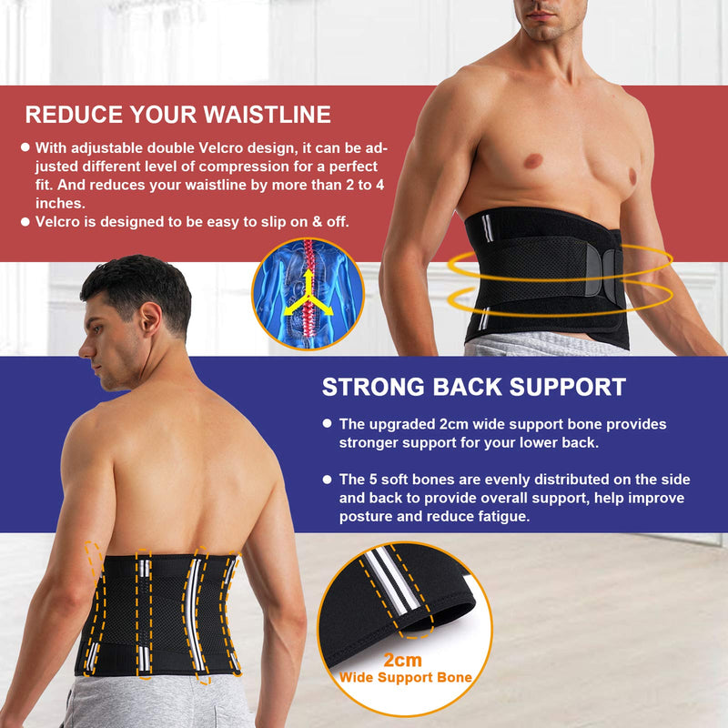Men Waist Trainer Trimmer for Weight Loss Tummy Control Compression Shapewear Body Shaper Sweat Belt Black Medium - BeesActive Australia