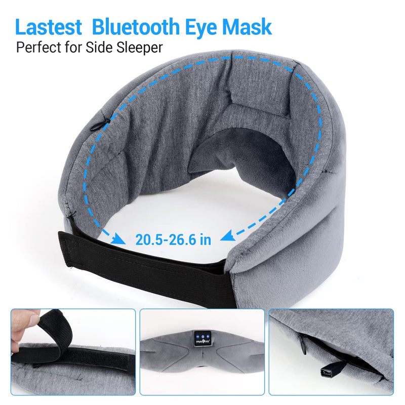 Sleep Headphones Bluetooth Eye Mask,Wireless Music Sleep Mask Ultra-Soft Sleeping Headphone Comfy & Washable Perfect for Side Sleepers/Office/Travel,Birthday for Men Women Grey - BeesActive Australia