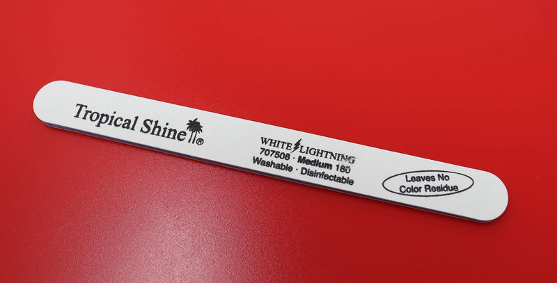 Tropical Shine White Lightening Medium 180 Grit Nail File. Nail board Washable and disinfectable. 1 Pc. - BeesActive Australia