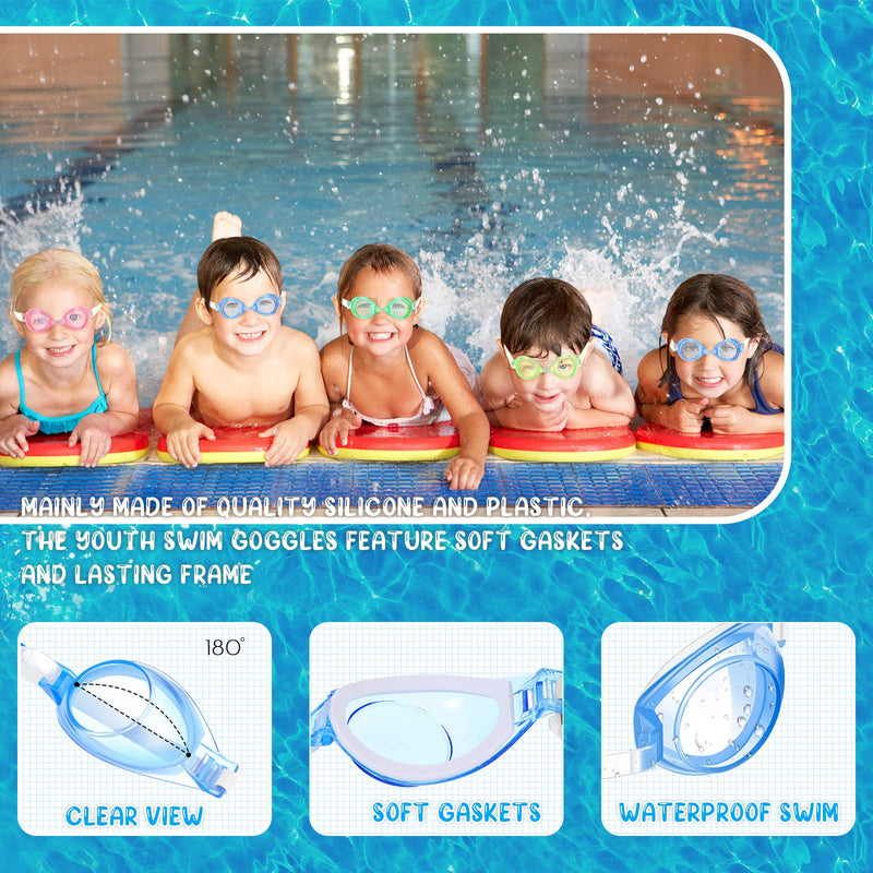12 Pairs Summer Kids Swimming Goggles No Leaking Swim Goggles Kids Pool Goggles Wide View Swim Glasses Clear Water Goggles with Adjustable Strap for Youth Children Teens Boys Girls Aged 6-14, 4 Colors - BeesActive Australia