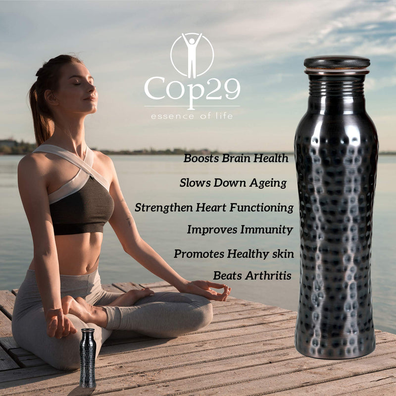 Cop29 Handmade Pure Copper Fairy Water Bottle: An Ayurvedic Copper Vessel, Gift Packing- 900ml/30oz (Antique Hammered) Antique Hammered - BeesActive Australia