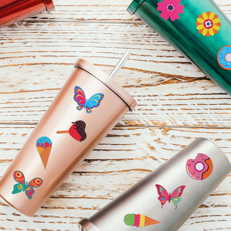 Outus 120 Pieces Water Bottles Stickers Butterfly Flower Waterproof Stickers Self Adhesive Sticker Cute Decorations for Laptop Skateboard Water Bottle Phone Bike Car Luggage Guitar Travel Case - BeesActive Australia