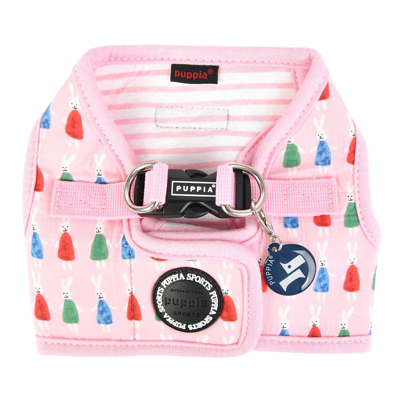 Puppia Mollie Vest Dog Harness No-Choke Step-In Harness Cute Bunny Pattern Buckle & Hook-and-loop Fastener Small PINK - BeesActive Australia